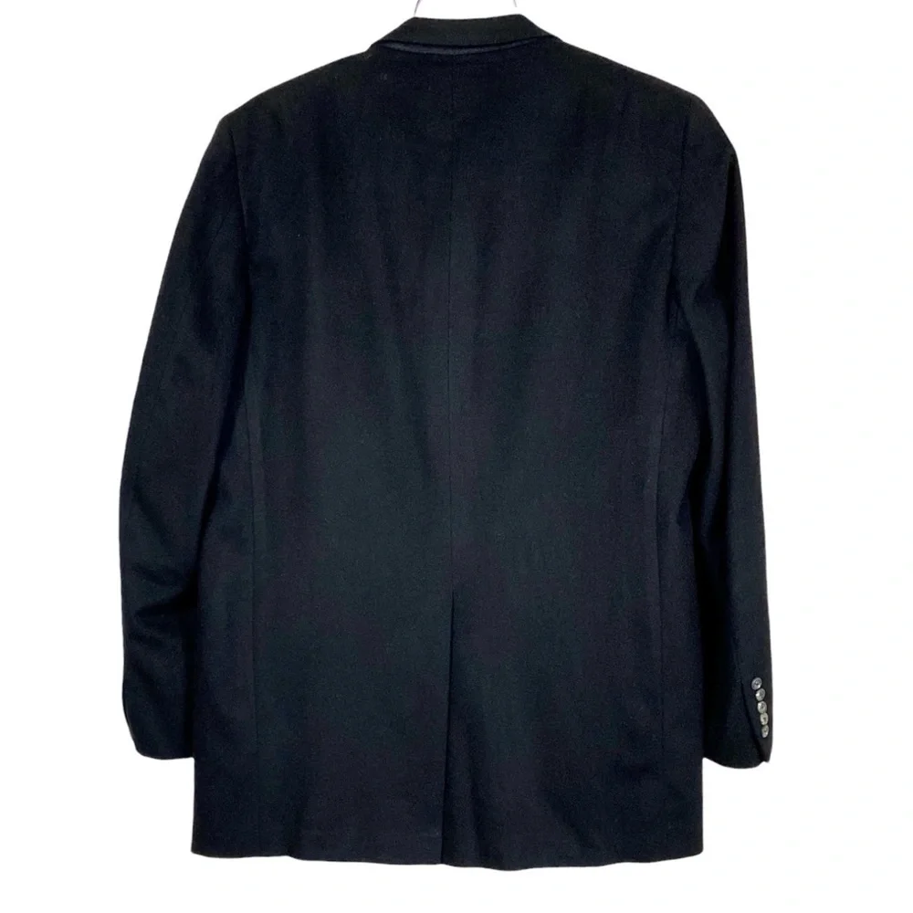 Vintage Black Cashmere Sport Coat Blazer Jacket 42L Old Money Classic